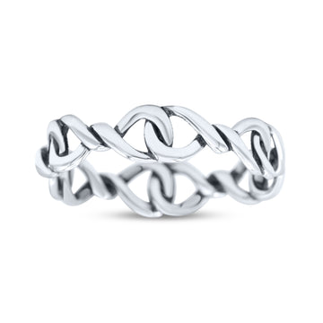 Attractive Infinity Celtic Knot Promise Oxidized Band Thumb Ring